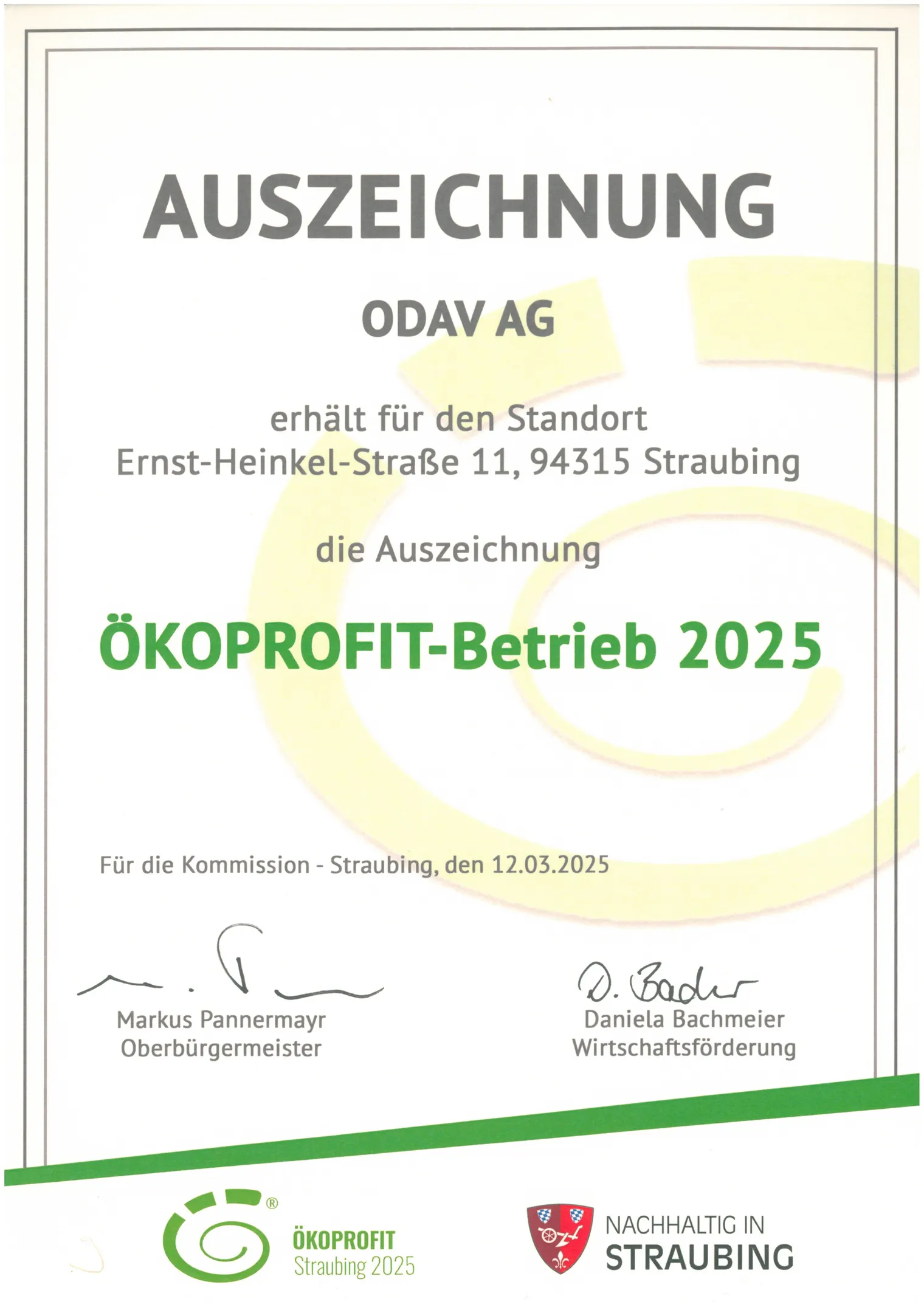 Auszeichnung: Ökoprofit-Betrieb 2025